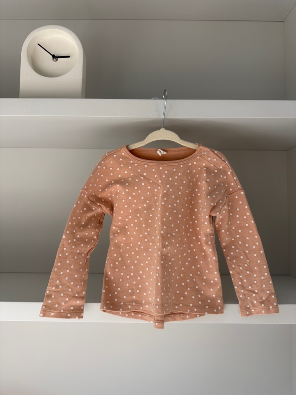Quincy Mae Peach Polka Dot Long-Sleeve Tee